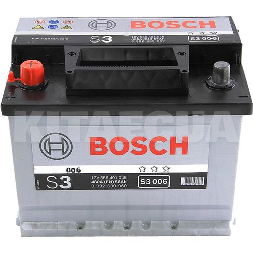 Аккумулятор автомобильный 56Ач 480А "+" слева Bosch (0092S30060)