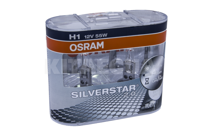 Галогенные лампы Н1 55W 12V Silverstar +60% комплект Osram (OSR64150SV2DUO) - 2