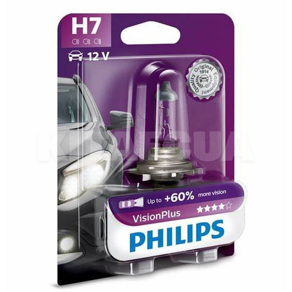 Галогенна лампа H7 55W 12V VisionPlus +60% PHILIPS (12972 VP B1) - 2