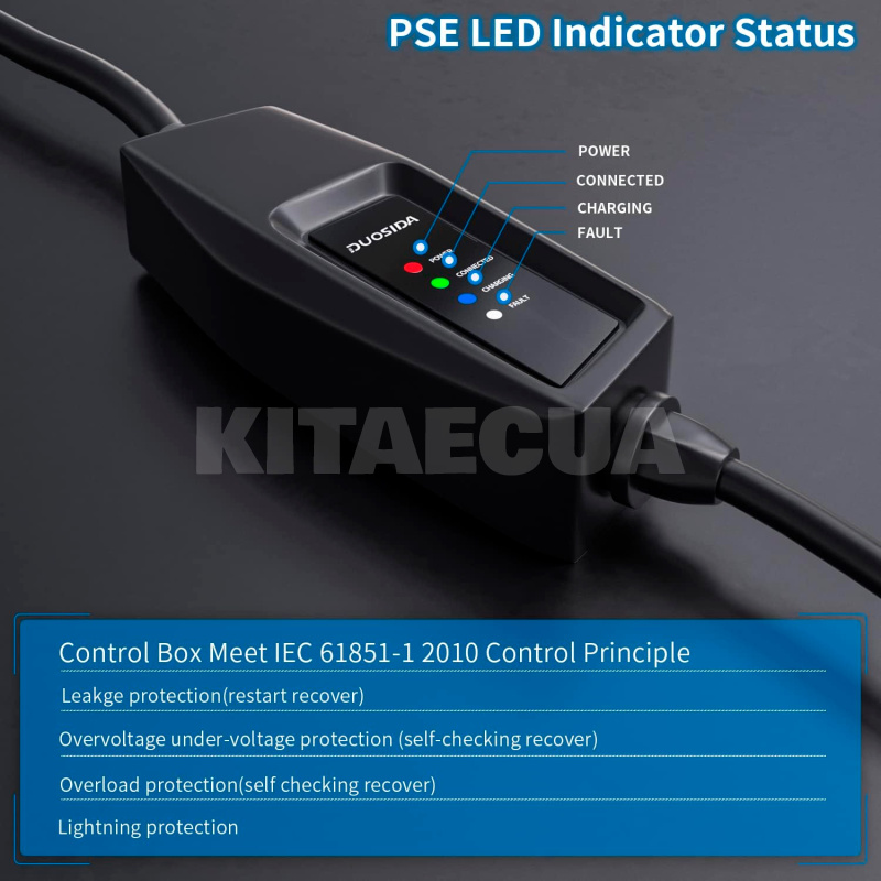 Зарядка для электромобиля Type 1 3.7 кВт 16А 1-фаза Duosida (DUO3TYPE1) - 2