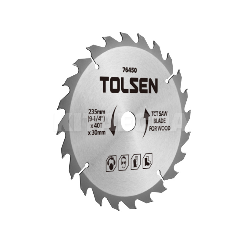 Коло пиляльне з ТВС напайками по дереву 235 х 40Т х 30мм TOLSEN (76450)