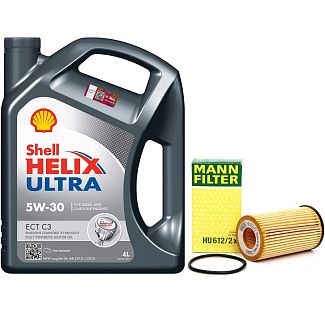 Олія синтетична 4л 5W-30 Helix Ultra ECT C3 + фільтр Mann-Filter на Opel Astra 1.6 SHELL