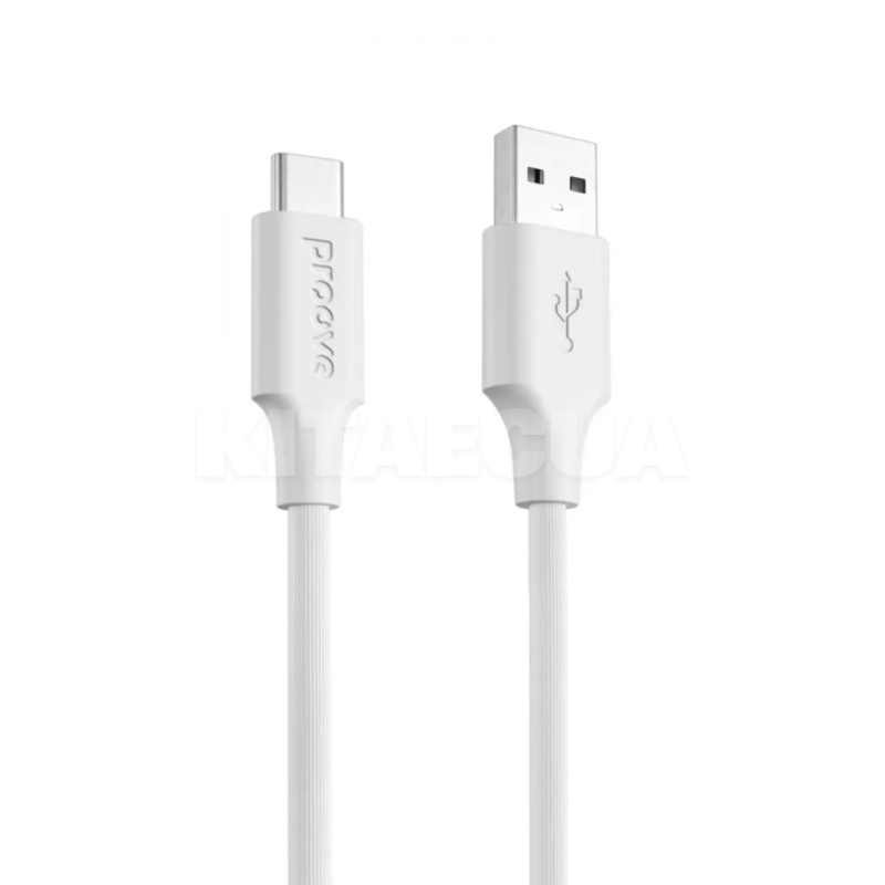 Кабель USB Type-C 3A 1м Striped Silicone белый PROOVE (577260003)