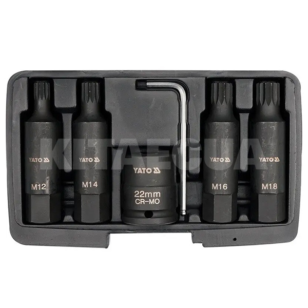 Набір ударних ударних 3/4" SPLINE M12-М22 6 предметів YATO (YT-1157-YATO)
