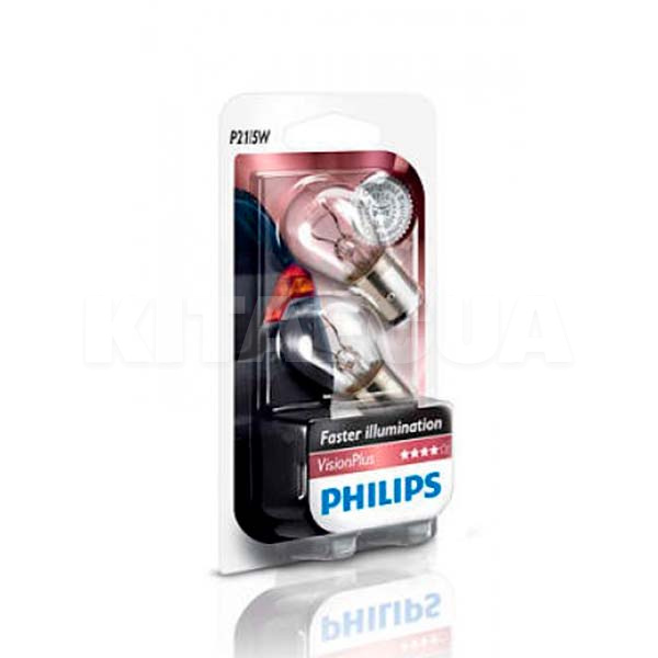 Лампа розжарювання P21/5W 21/5W 12V vision plus +50% PHILIPS (12499VPB2)