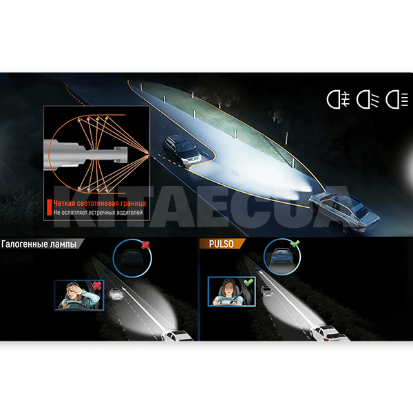 LED лампа для авто H7 50W 6500K (комплект) PULSO (VO-H7) - 3