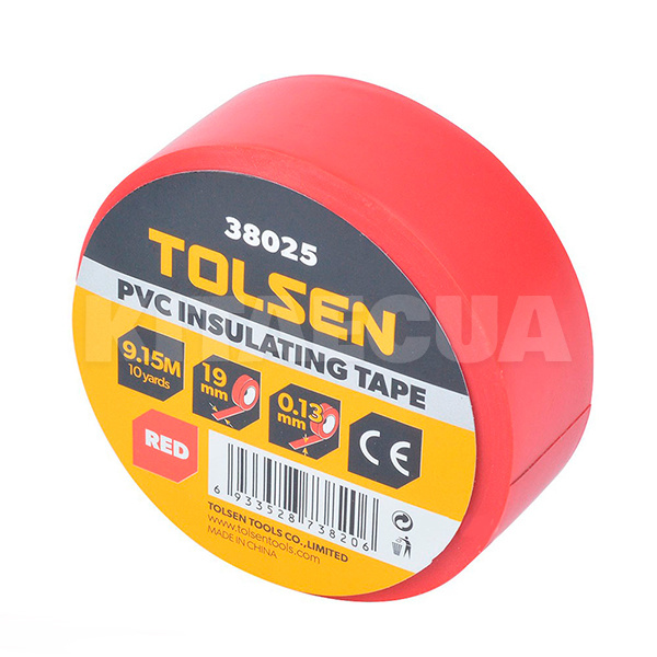 Изолента 9.2м х 19мм красная TOLSEN (38025) - 2