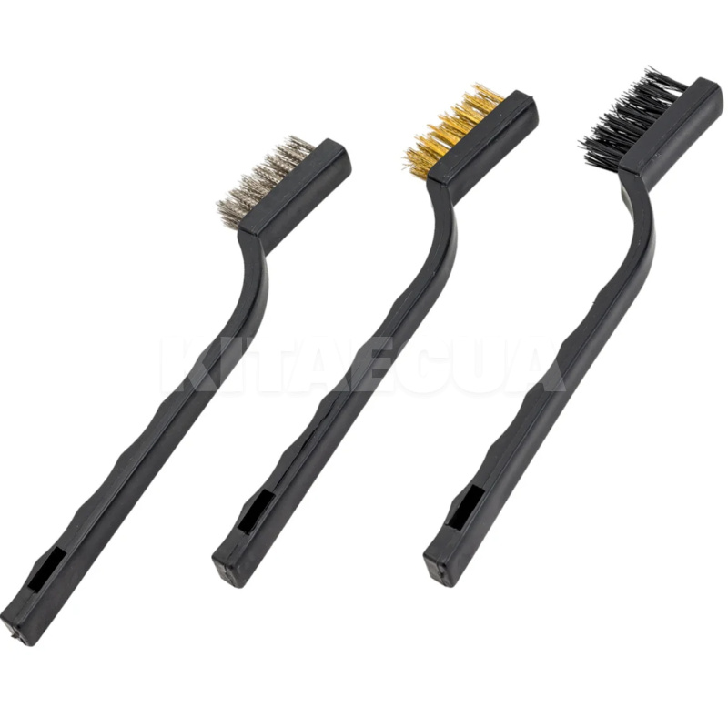 Щетки по металлу 2-рядные сталь-медь-нейлон с пластиковой ручкой 3шт. VOREL (06963) - 3