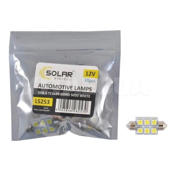 LED лампа для авто SV8.5 12V 39 мм (комплект) 10шт. Solar (LS253_P)
