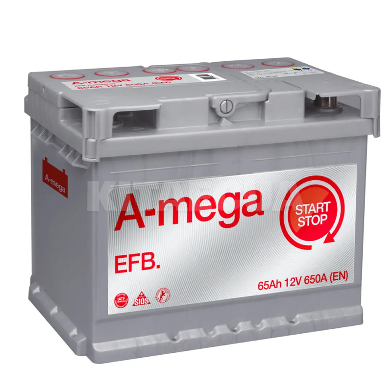 Аккумулятор автомобильный 65Ач 650А "+" слева A-Mega (6СТ-65-А3-EFB(1))