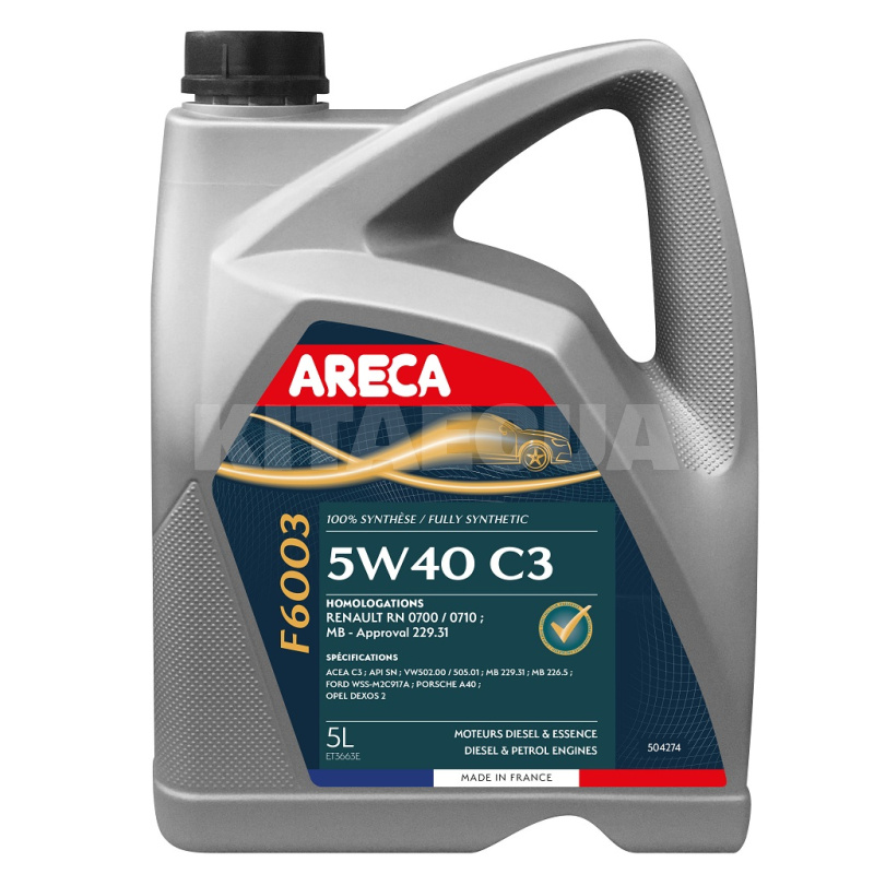 Масло моторное синтетическое 5л 5W-40 F6003 ARECA (050427)