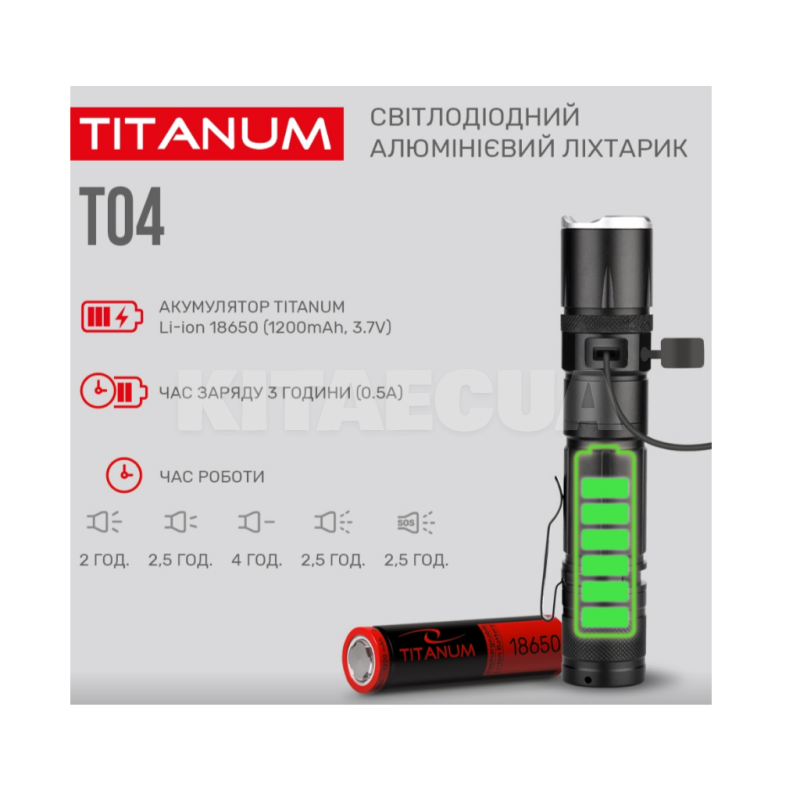 Портативный светодиодный фонарик TITANUM (TLF-T04) - 2