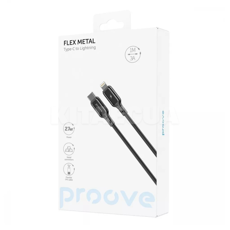 Кабель Type-C Lightning 27W 1м Flex Metal чорний PROOVE (505040001) - 5