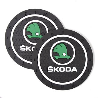 Коврики антискользящие в подстаканник 7 см Skoda (2шт.) 