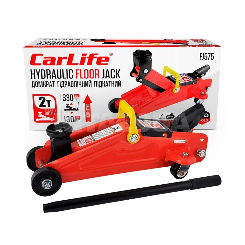 Домкрат гідравлічний підкатний 2т (130мм-330мм) CARLIFE (FJ575)