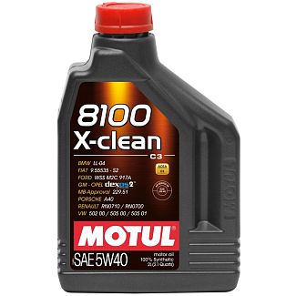 Масло моторное синтетическое 2л 5W-40 8100 X-Clean MOTUL