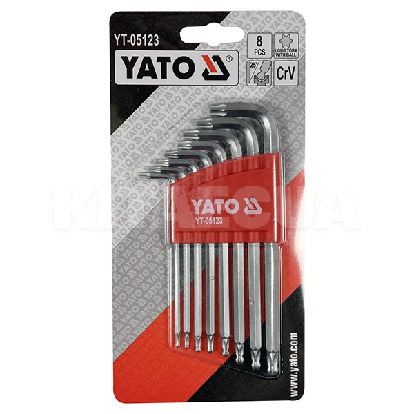 Набор ключей TORX Г-образных c шаром 8 предметов Т9-Т40 YATO (YT-05123) - 2
