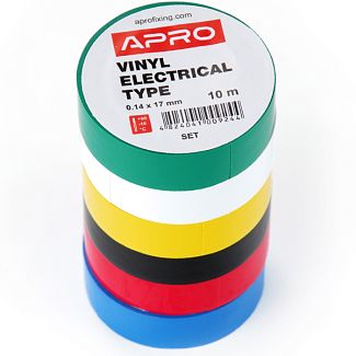 Ізолента 10м х 17мм набір 6 квітів APRO