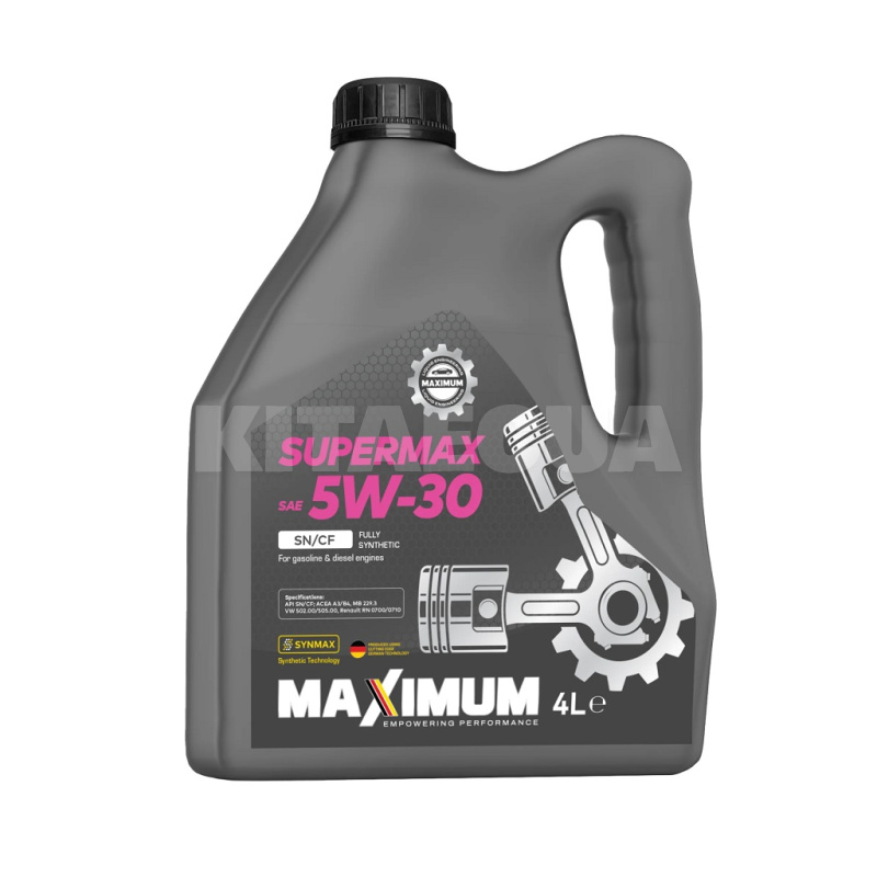 Масло моторне синтетичне 4л 5W-30 SUPERMAX SN/CF MAXIMUM (SUPERMAX 5W30 SN/CF_4л)