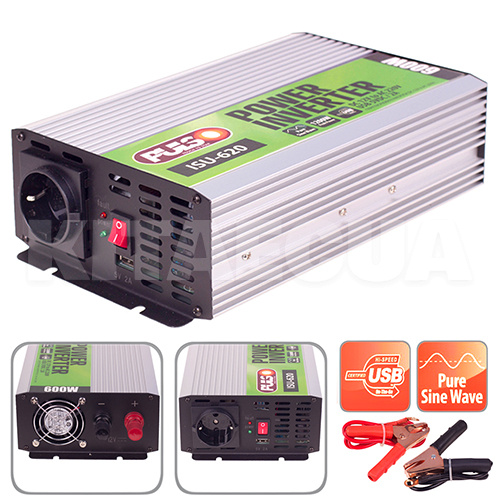 Инвертор 12В-220В 600Вт PULSO (ISU-620) - 2