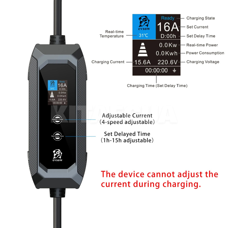 Заряджання Nissan Leaf 3.7 кВт 16А 1-фаза type 1 (американське авто) EVSOW (EV3.5-16-1PH-TP1-NW) - 6