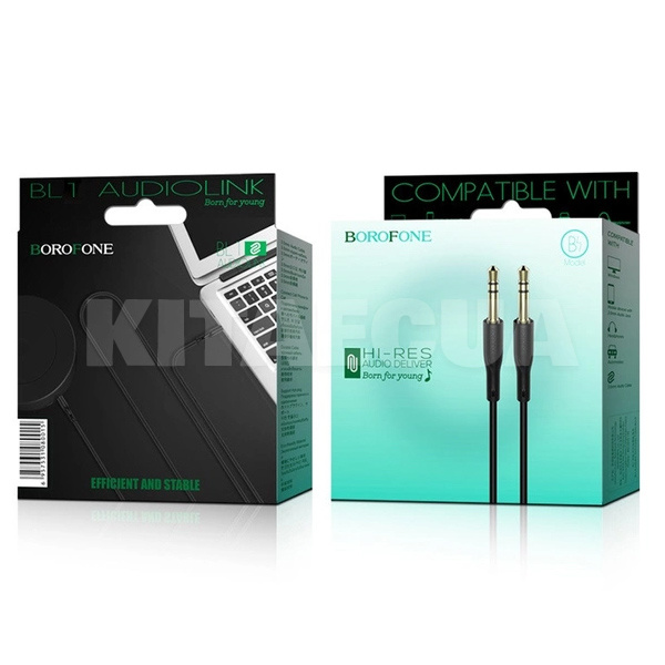 Кабель mini Jack 3.5 mm - mini Jack 3.5 mm Audiolink 1м черный BOROFONE (BL1B1) - 3