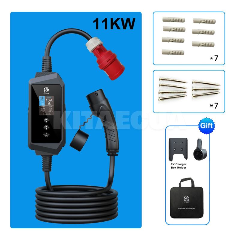 Зарядка для електромобіля Type 2 11 кВт 16А 3-фази Wi-Fi EVSOW (EV11-16-3PH-TP2-WF) - 8