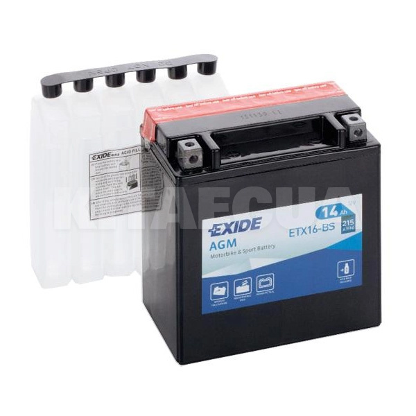 Мото акумулятор 14Ач 215А "+" зліва EXIDE (ETX16-BS)