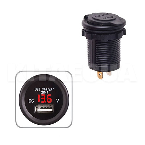 Автомобільний зарядний пристрій 12/24 В 2.1 а з вольтметром червоне підсвічування VITOL (10246-Vitol) - 2