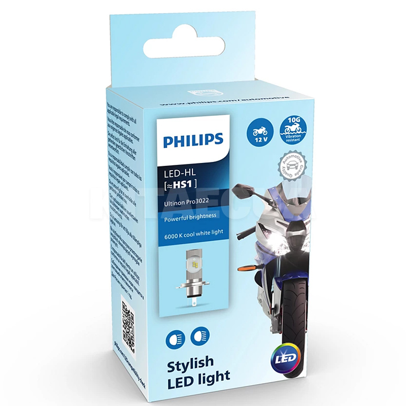 LED лампа для авто Ultinon Pro 3022 Moto HS1 6W 6000K PHILIPS (11636U3022X1)