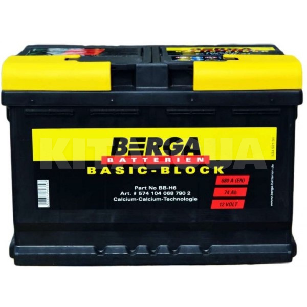 Аккумулятор автомобильный 74Ач 680А "+" справа BERGA (574104068)