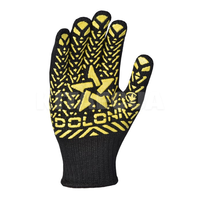 Перчатки рабочие универсальные трикотажные черные XL с желтой звездой DOLONI (562)
