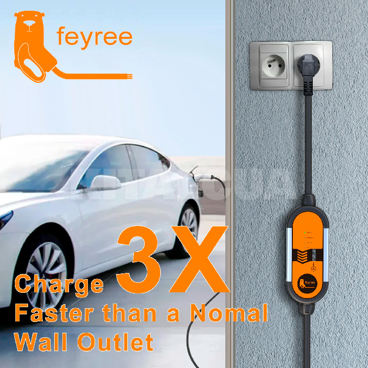 Заряджання Nissan Leaf 3.7 кВт 16А 1-фаза Type 2 (європейське авто) Leaping Fox FEYREE (FY3.5-16-1PH-TP2-L7) - 2