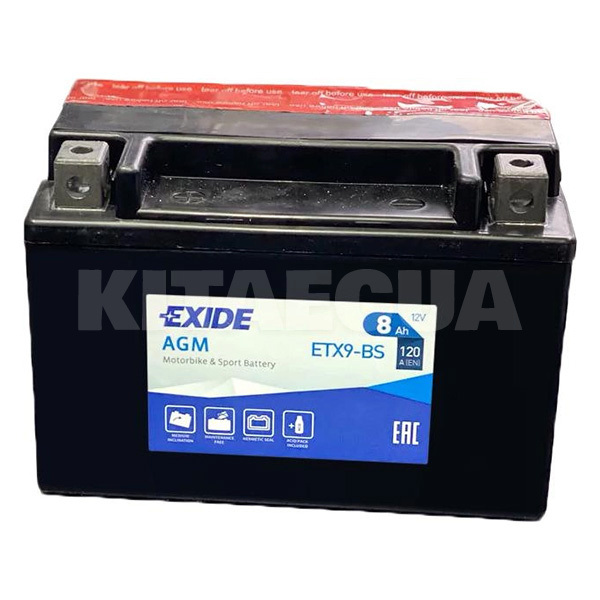 Мото аккуумлятор 8Ач 120А "+" слева EXIDE (ETX9-BS)