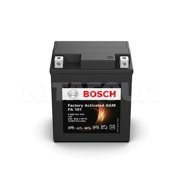 Мото аккумулятор FA 101 6Ач 85А "+" справа BOSCH (0 986 FA1 010)