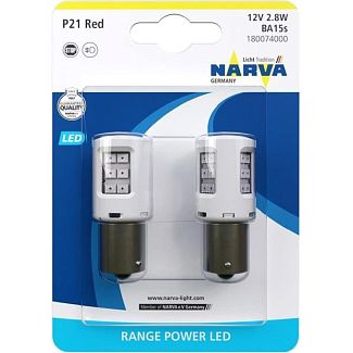 LED лампа для авто Range Power Ba15s 2.8W red (комплект) NARVA