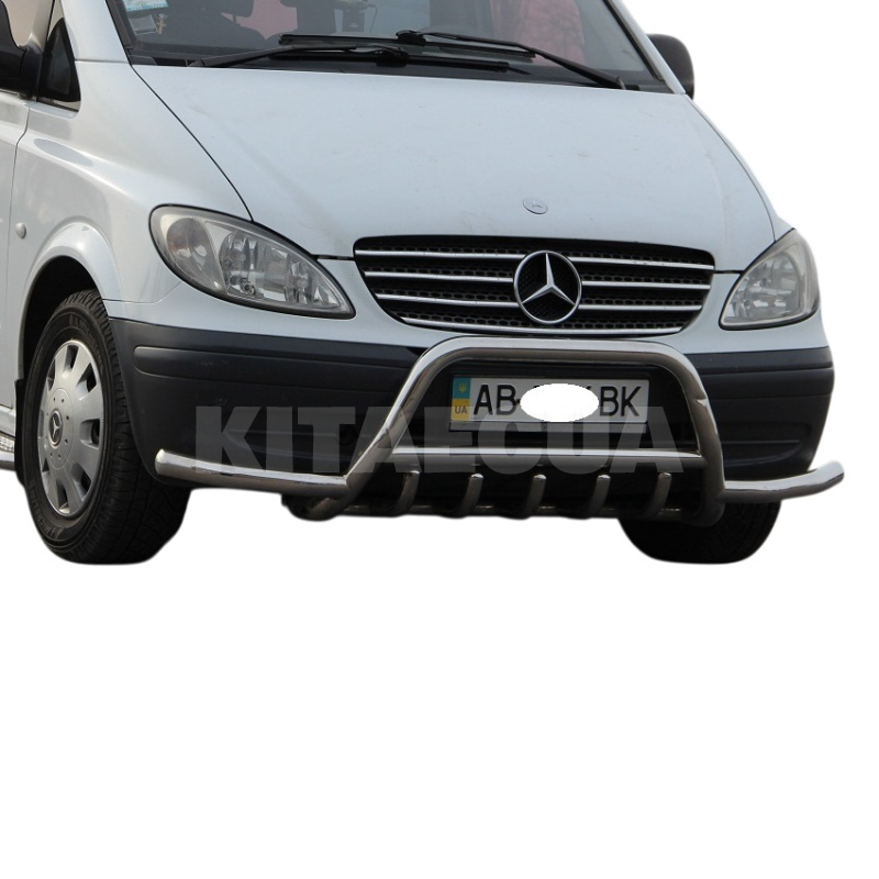 Кенгурятник WT003 Mercedes Vito W639 2004-2014 60мм нержавеющая сталь с усами CAN (dug702244) - 4
