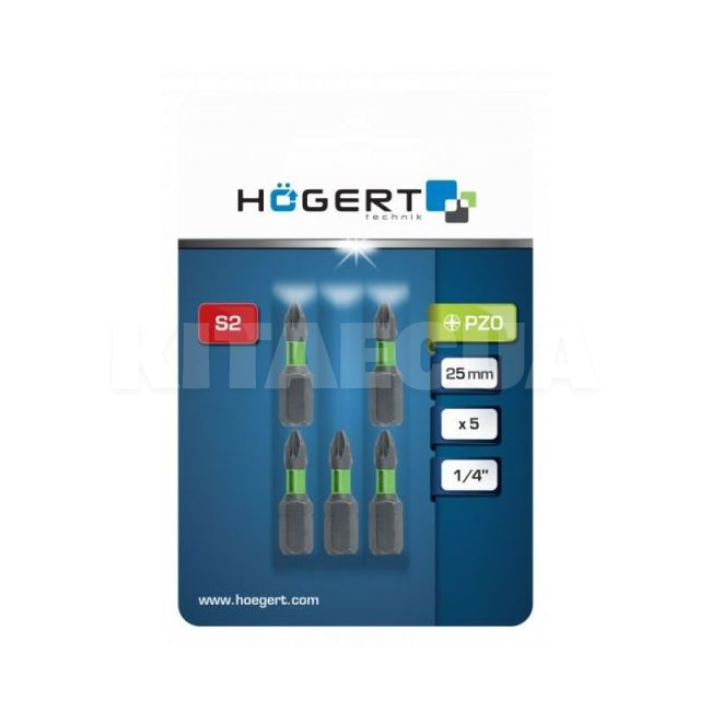 Біта ударна PZ0 1/4" 25 мм 5 штук HOGERT (HT1S125) - 2