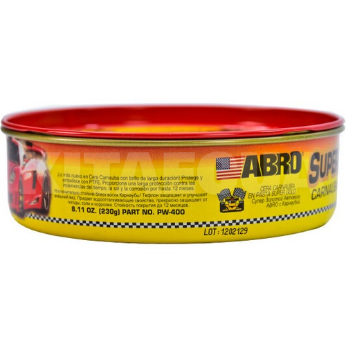 Полировочная паста с воском 230г Carnauba Car Wax Super Gold ABRO (PW-400) - 3