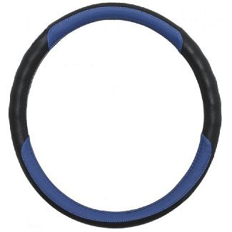 Чехол на руль S (35-37 см) черно-синий натуральная кожа KING