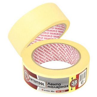 Малярна стрічка 38 мм x 40 м жовта Intertool
