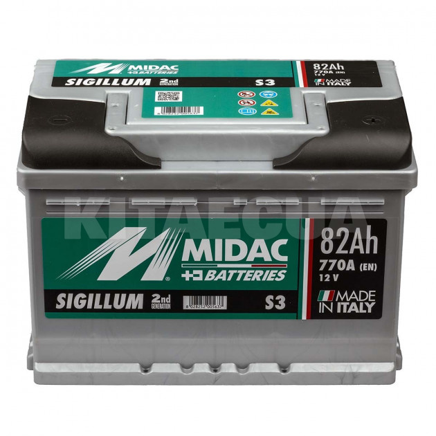 Аккумулятор автомобильный 82Ач 770А "+" справа MIDAC (S582.031.077) - 2
