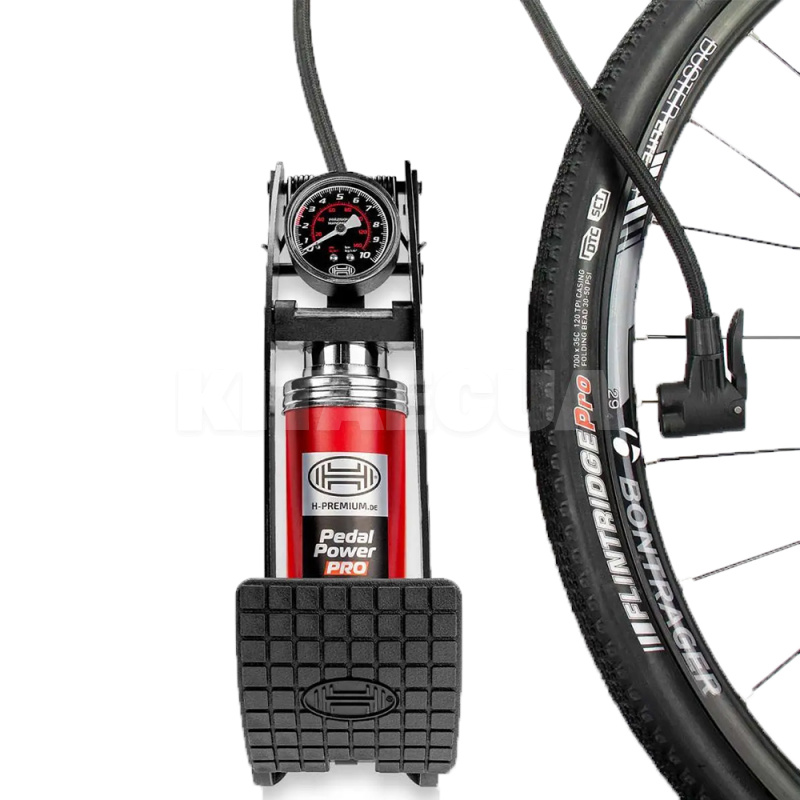 Насос ножний однопоршневий 7 Атм 81 х 258 мм з манометром PedalPower PRO 215 000 HEYNER (93687) - 3