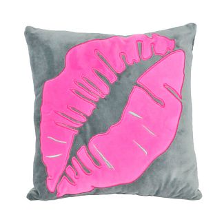 Подушка в машину декоративна "Pink lips" сіра Tigres