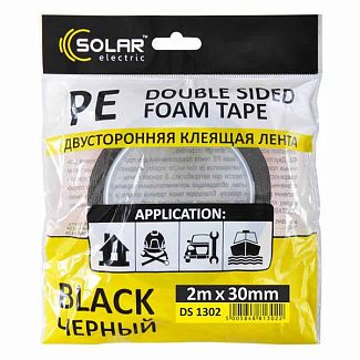 Двостороння клейка стрічка 5 м х 12 мм чорна Solar