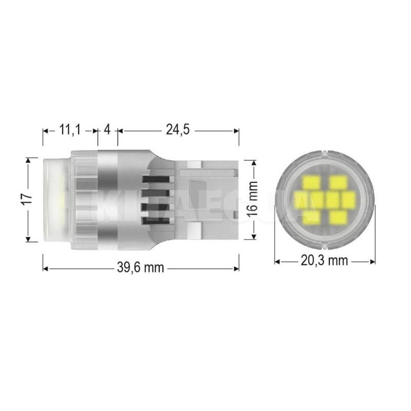 Светодиодная лампа V8 9/18V W21W 5500K (компл.) AMS (41269) - 6