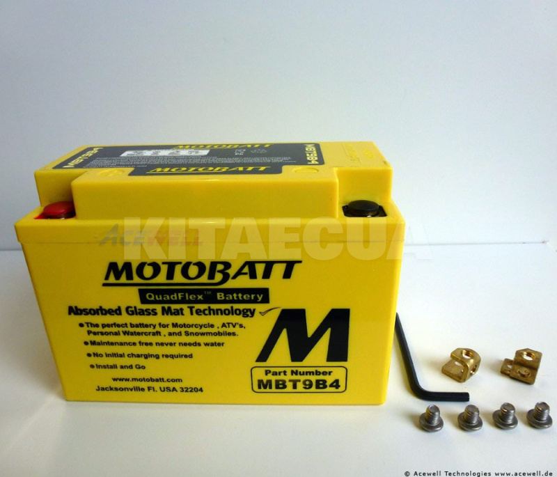 Мото аккумулятор 9Ач 115A "+" слева MOTOBATT (MBT9B4)