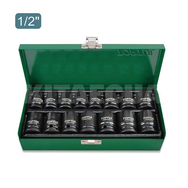 Набор головок ударных 10-24мм 1/2" 15 предметов TOPTUL (GDAD1501)