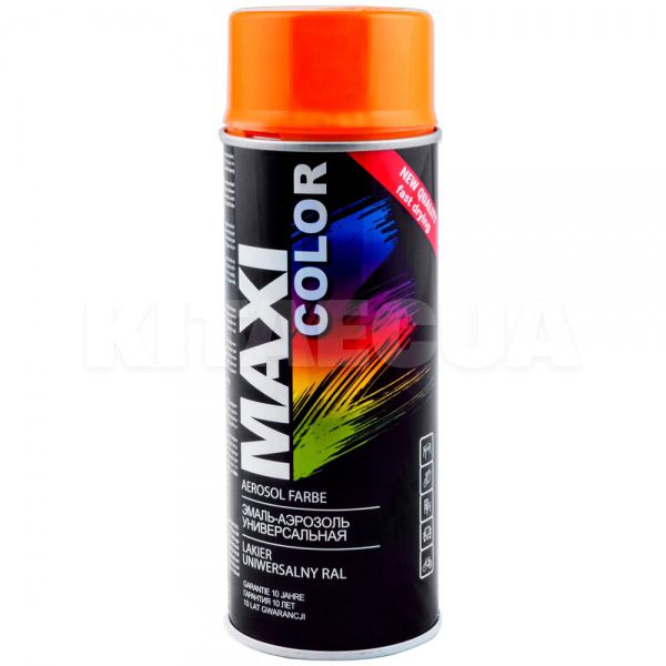 Краска-эмаль оранжевая 400мл универсальная декоративная MAXI COLOR (MX2004)