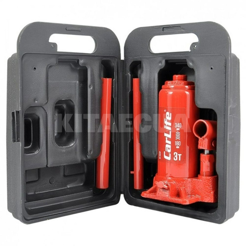 Домкрат гідравлічний пляшковий 3т (180мм-340мм) пластиковим кейсом CARLIFE (BJ403P) - 2